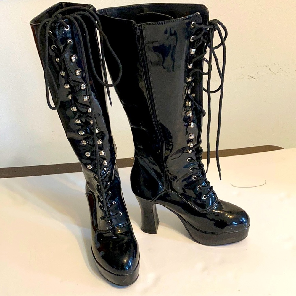 Black platform boots